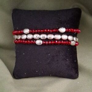 Paparazzi Red and Silver Multi-Strand Bracelet